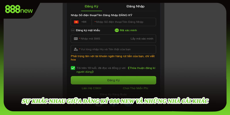 Sự khác nhau giữa đăng ký 888 NEW và những nhà cái khác
